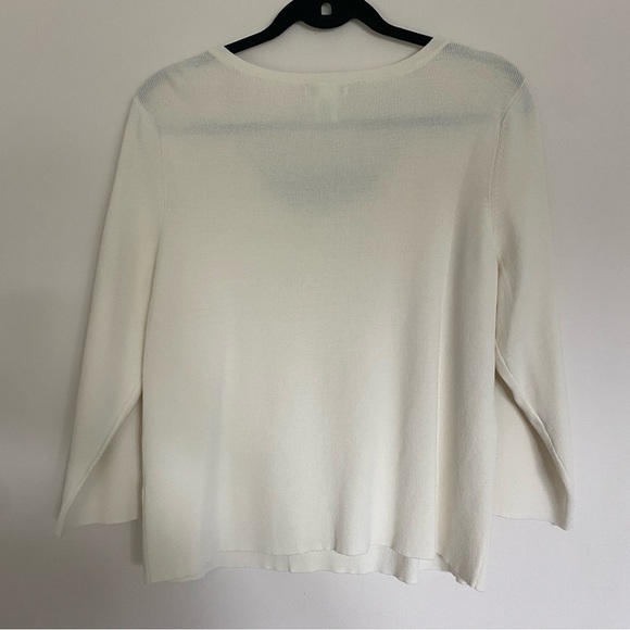 VINTAGE Laura Ashley Cream Scoop Neck Top With 3/4 Sleeve - Picture 4 of 7